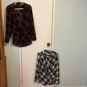 2 Collared Blouses in Red and Black and Black and White